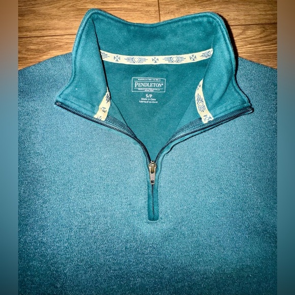 Pendleton Men’s Sweater Quarter Zip Up Size Small Teal - Picture 3 of 8